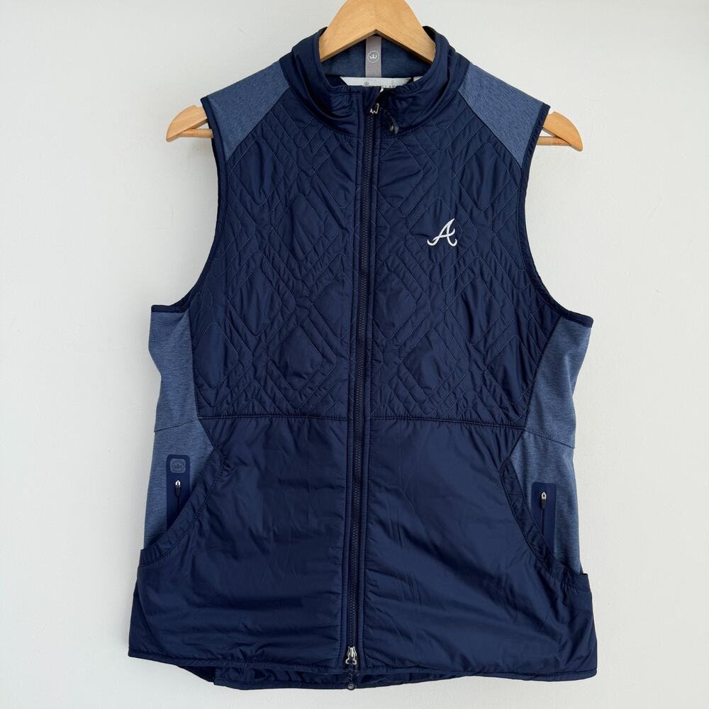 Atlanta Braves Peter Millar‎ Vest Large Womens Navy Lizzie Hybrid Embroidered A